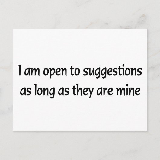 Carte Postale Ouvrir Aux Suggestions (Devant)