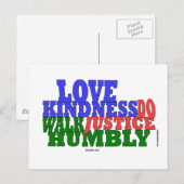 Carte Postale OUVRIR LA GENTILLESSE MARCHER HUMBLY Micah 6:8 (Devant / Derrière)