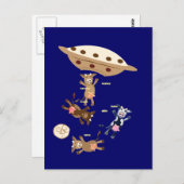 Carte Postale OVNI enlevant des vaches (Devant / Derrière)