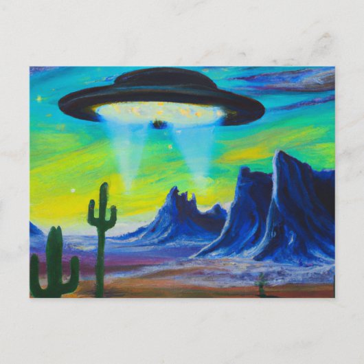 Carte postale OVNI Flying Saucer Desert Painting (Devant)