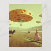 Carte Postale OVNIs au fromage dans la prairie laitière (Devant)