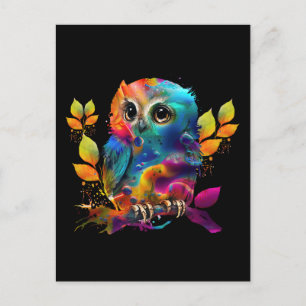 CARTE POSTALE OWL COLORÉ ABSTRAIT