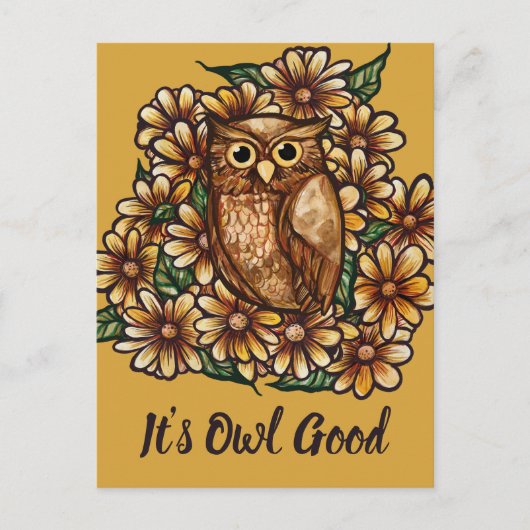 Carte Postale Owl daisies                                        (Devant)