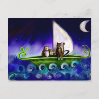 Carte Postale owl et l'illustration vibrante moderne pussycat