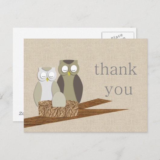 Carte Postale Owl Merci (Devant / Derrière)