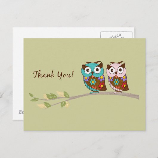 Carte Postale Owl Merci (Devant / Derrière)