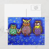Carte Postale Owl Regroupez Fun Folk Art (Devant / Derrière)