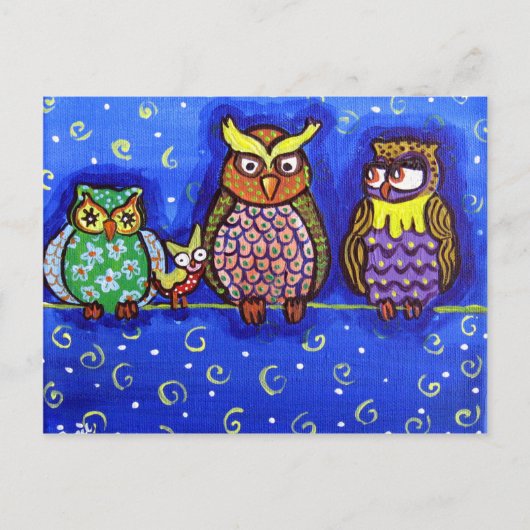 Carte Postale Owl Regroupez Fun Folk Art (Devant)