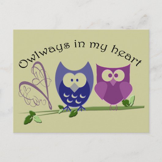 Carte Postale Owways in my heart, cute Owl Gifts (Devant)