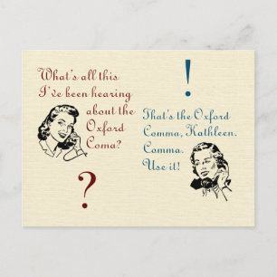 Carte Postale Oxford Comma pas Coma avec Retro Ladies
