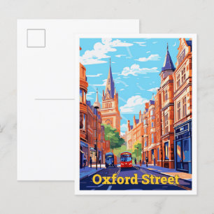 Carte Postale Oxford Street Angleterre Voyage Vintage Illustrati