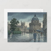 Carte Postale Oxford University in Rain Japanese Woodblock Print (Devant / Derrière)