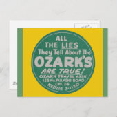 Carte Postale Ozark Mountains Vintage voyage Design Étiquette (Devant / Derrière)