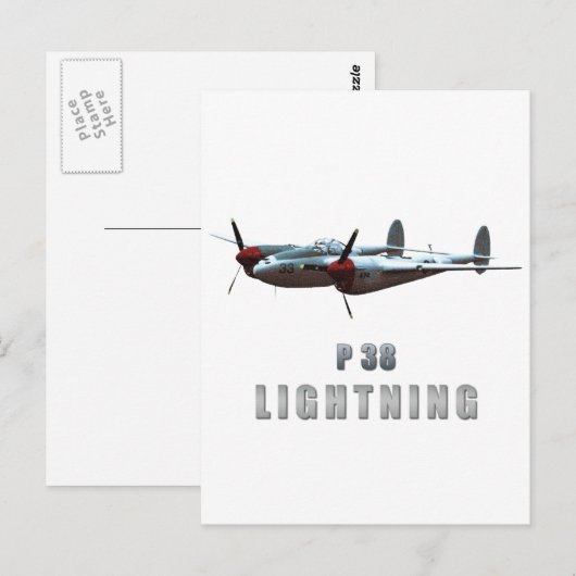 Carte Postale P38 Éclair (Devant / Derrière)