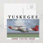 Carte Postale P51D Red Tail chasseur piloté par Tuskegee Airmen (Devant / Derrière)