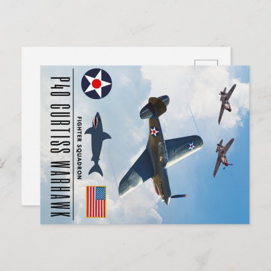 CARTE POSTALE P-40 CURTISS WARHAWK SQUADRON (Devant / Derrière)