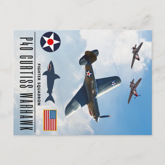 CARTE POSTALE P-40 CURTISS WARHAWK SQUADRON (Devant)
