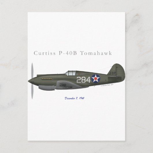 Carte Postale P-40B Défense de Pearl Harbour (Devant)