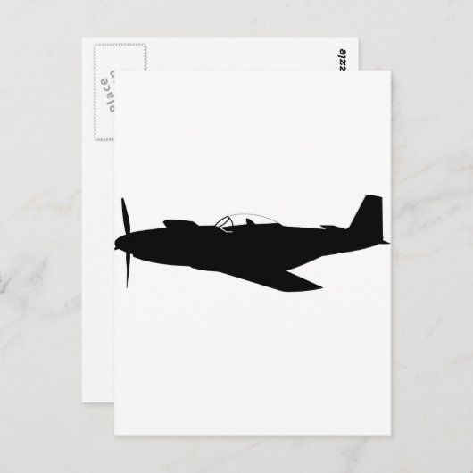Carte Postale P-51 Mustang Silhouette (Devant / Derrière)