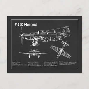Carte Postale P-51D Mustang - Plan directeur de l'avion PD