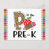 Carte Postale P est pour le professeur de rentrée des classes PR (Devant)