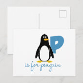Carte Postale P est pour Penguin (Devant / Derrière)