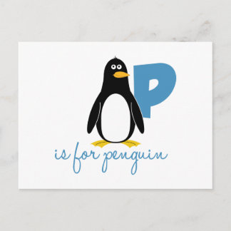 Carte Postale P est pour Penguin