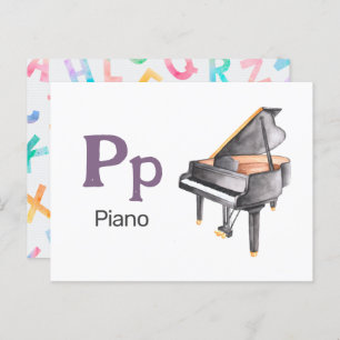Carte Postale P est pour Piano - Alphabet Flash Card