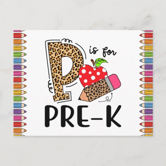 Carte Postale P est pour PRE-K Back To School Teacher (Devant)