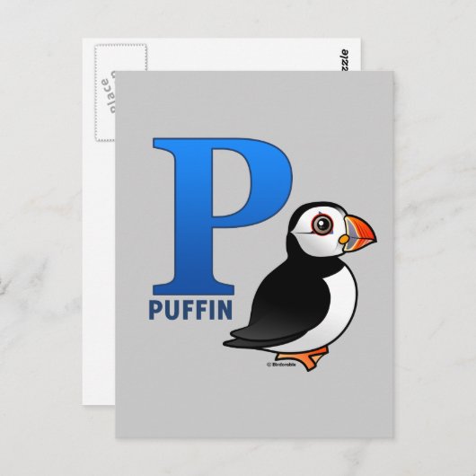 Carte Postale P est pour Puffin (Devant / Derrière)