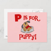 Carte Postale P est pour Puppy Tshirts and Gifts (Devant / Derrière)