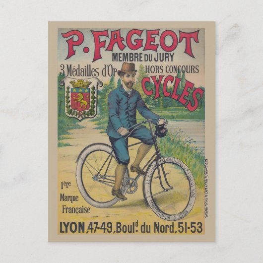 Carte Postale P. Fageot Poster vintage 1895 (Devant)