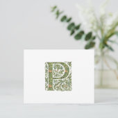 Carte Postale P Monogramme Floral Feuillu Orné (Debout devant)