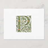 Carte Postale P Monogramme Floral Feuillu Orné (Devant)