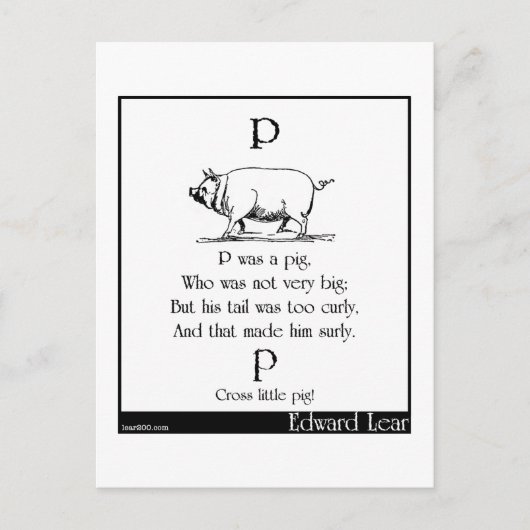 Carte Postale P was a pig (Devant)
