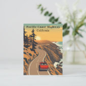 Carte Postale Pacific Coast Highway California Retro Coastal (Debout devant)