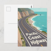 Carte Postale Pacific Coast Highway Graphic Travel Art (Devant / Derrière)
