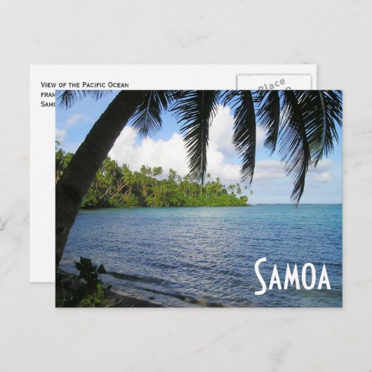 Carte Postale Pacifique Sud encadré par Palm Tree, Samoa (Devant / Derrière)