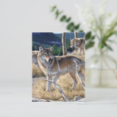Carte Postale Pack de loups dans la peinture forestière (Debout devant)