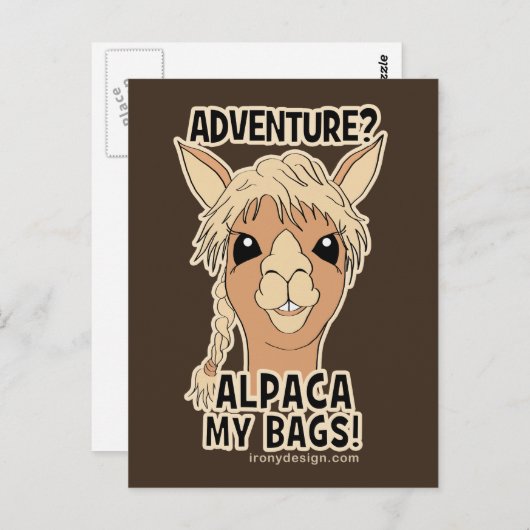 Carte Postale Pack Mes Sacs Funny Alpaca Llama (Devant / Derrière)