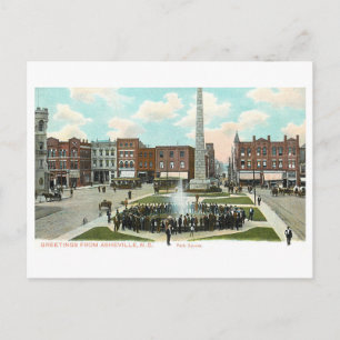 Carte Postale Pack Square vintage, Asheville, Caroline du Nord