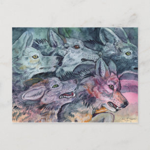 Carte Postale Pack Wolf aquarelle