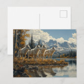 Carte Postale Pack Wolf au bord du lac (Devant / Derrière)