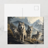 Carte Postale Pack Wolf en paysage de montagne (Devant / Derrière)