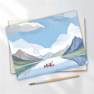 Carte Postale Pagaie sur le lac   Aquarelle Montagnes Nature