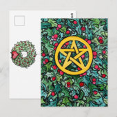 Carte Postale Pagan Yule Pentagram (Devant / Derrière)