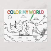 Carte Postale Page de coloriage de dinosaure amusant (Devant)