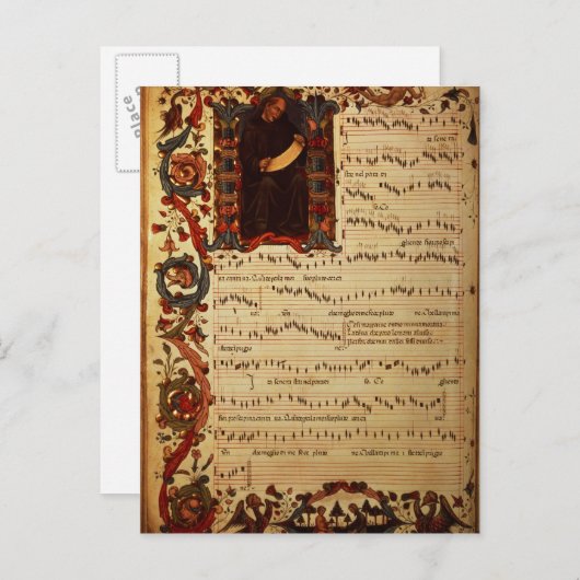 Carte Postale Page de notation musicale avec historiée (Devant / Derrière)