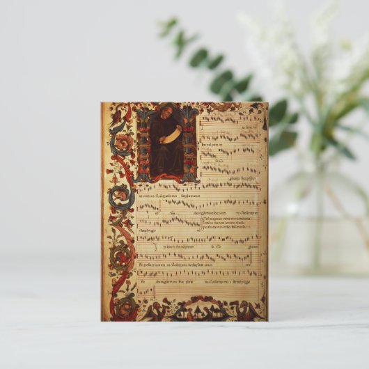 Carte Postale Page de notation musicale avec historiée (Debout devant)