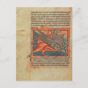 Carte Postale Page de texte avec l'illustration d'un griffon